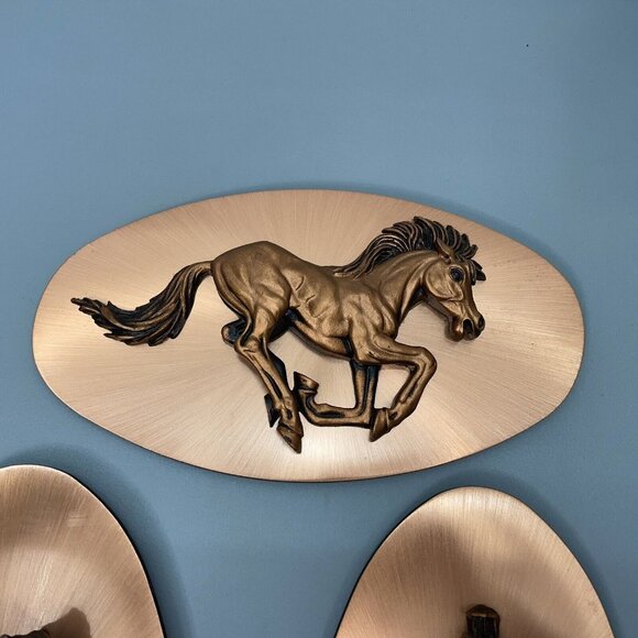 Vintage Copper Wall Art Plaque Oval 3D Home Decor Horse Hummingbird Lighthouse - Picture 4 of 7